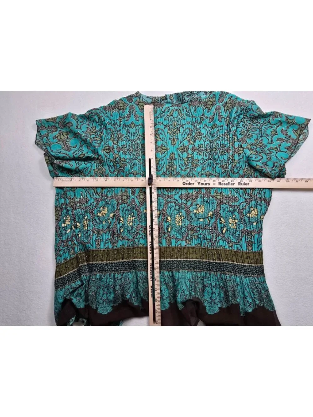 Dressbarn Womens 3X Ruffle Front Blouse Floral Print Lace Hem - Picture 5 of 5